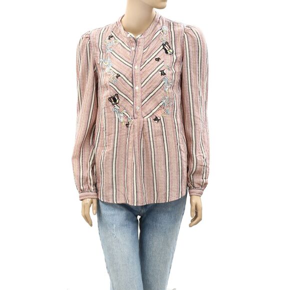 Zadig & Voltaire Teda Raye Brod Shirt Blouse Top Floral Embroidered S NEW 283525 - Picture 5 of 8
